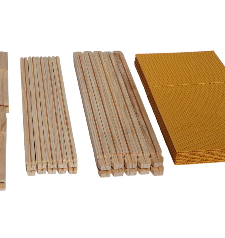 Bee Hive Langstroth Deep Frames Kit , Frames+ Yellow foundation , 10 DEEP FRAMES