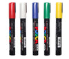 5 POSCA Marking Pens (Green, Blue, Yellow, White and Red) - QUEEN MARKING PEN